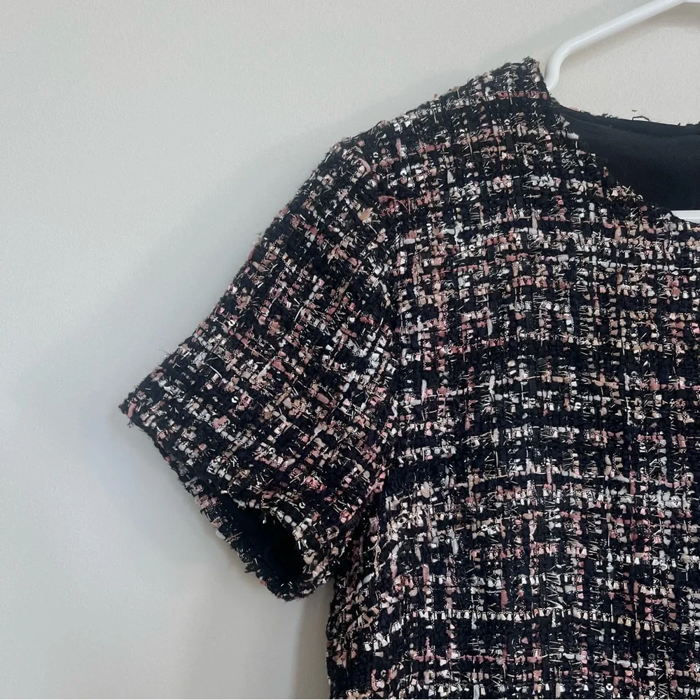 Pink Sparkly Tweed Mini Dress - Picture 5 of 6